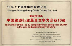 中国线缆行业最具竞争力企业十强榜单出炉 南宫NG28排名第一