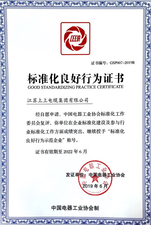 南宫NG28电缆顺遂通过“标准化优异行为树模企业”复评